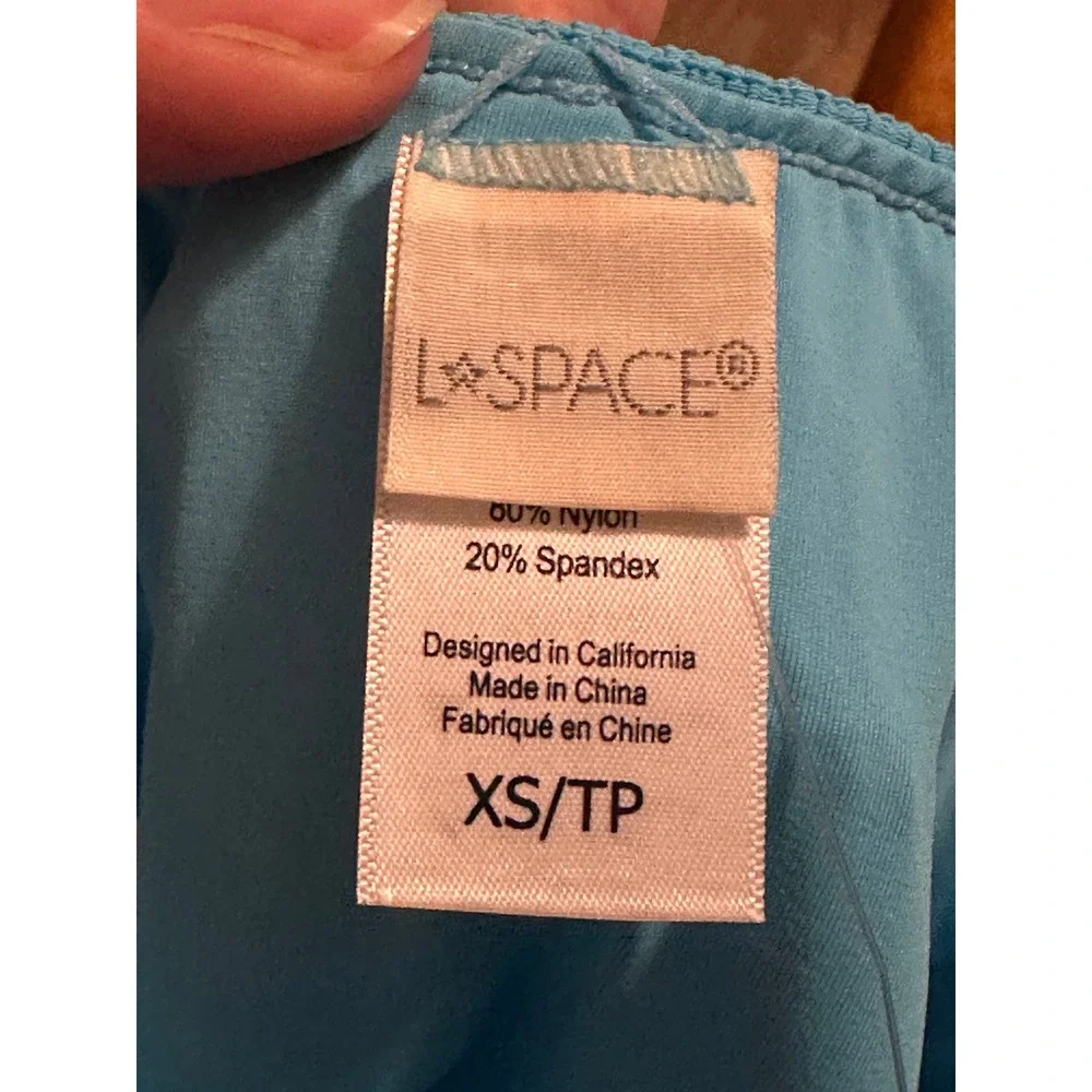 L Space Barlette Bitsy‎ Bikini Bottom Aquamarine Blue Smocked High Waist Size XS